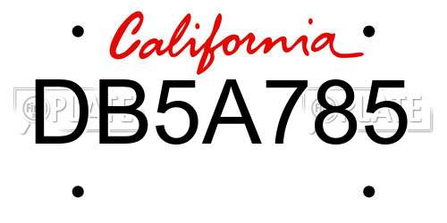 DB5A785 California License Plate