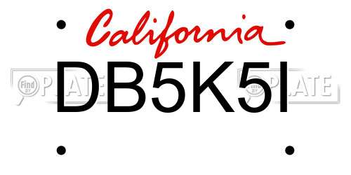 DB5K5I California License Plate