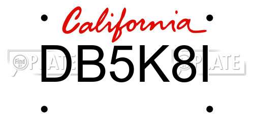 DB5K8I California License Plate