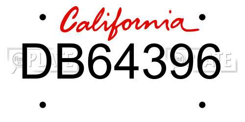 DB64396 California License Plate
