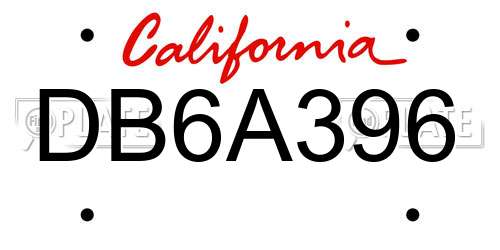 DB6A396 California License Plate