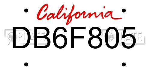 DB6F805 California License Plate