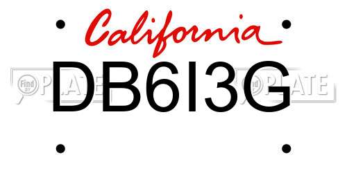 DB6I3G California License Plate