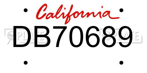 DB70689 California License Plate