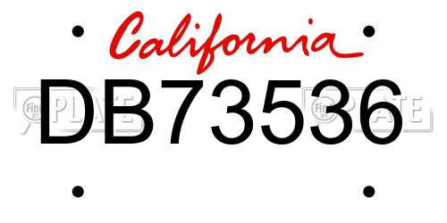 DB73536 California License Plate