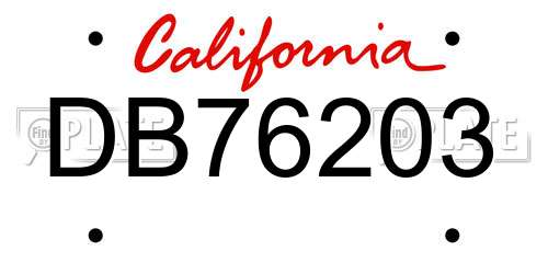 DB76203 California License Plate