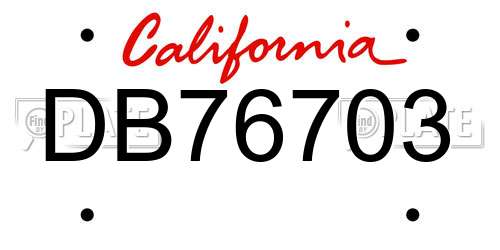 DB76703 California License Plate