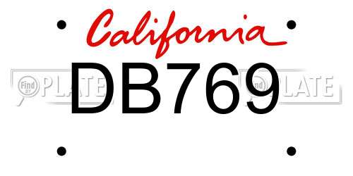 DB769 California License Plate