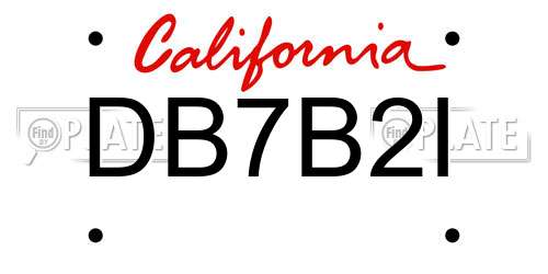 DB7B2I California License Plate
