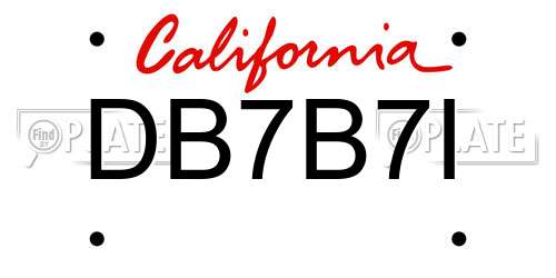 DB7B7I California License Plate