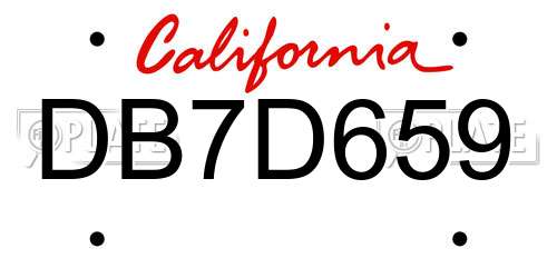 DB7D659 California License Plate
