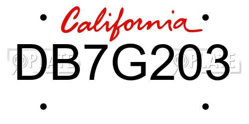 DB7G203 California License Plate