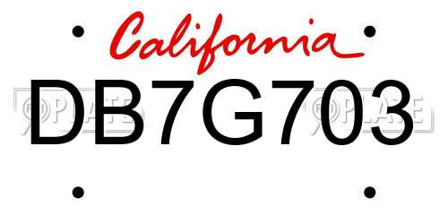 DB7G703 California License Plate