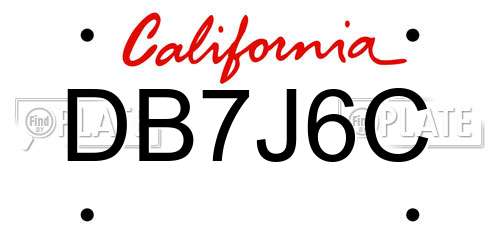 DB7J6C California License Plate