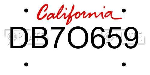 DB7O659 California License Plate