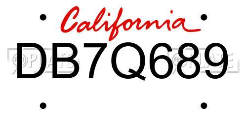 DB7Q689 California License Plate