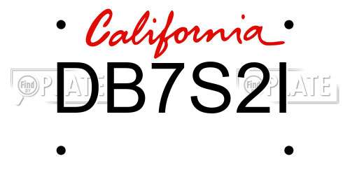 DB7S2I California License Plate