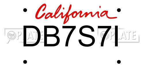 DB7S7I California License Plate