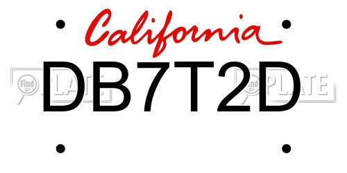 DB7T2D California License Plate