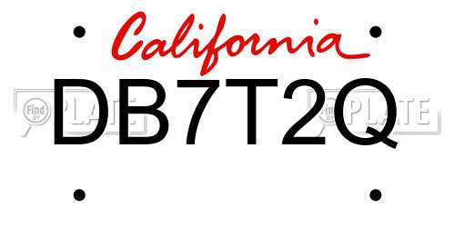 DB7T2Q California License Plate