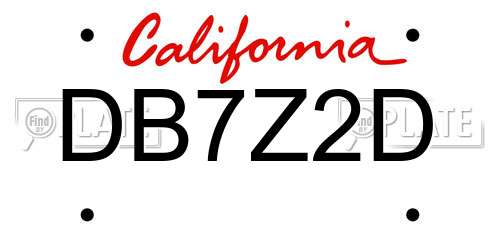 DB7Z2D California License Plate