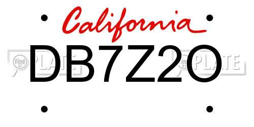 DB7Z2O California License Plate