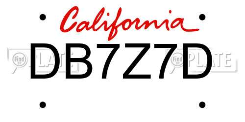 DB7Z7D California License Plate