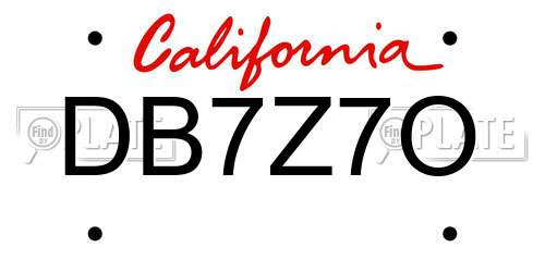 DB7Z7O California License Plate