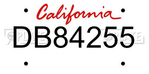 DB84255 California License Plate