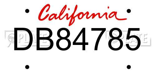 DB84785 California License Plate