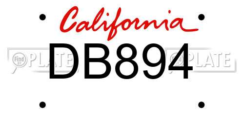 DB894 California License Plate