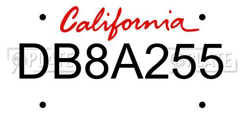 DB8A255 California License Plate