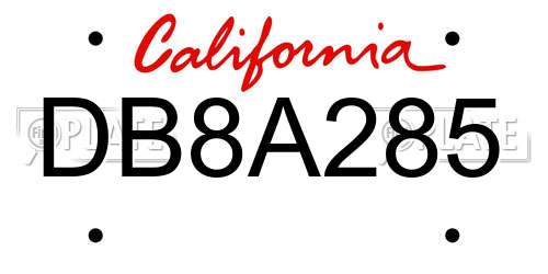 DB8A285 California License Plate