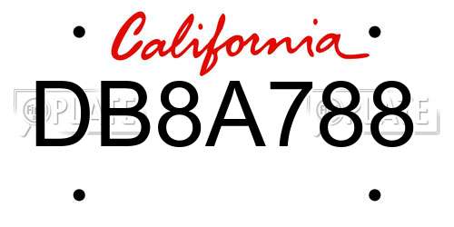 DB8A788 California License Plate