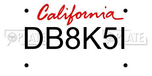 DB8K5I California License Plate