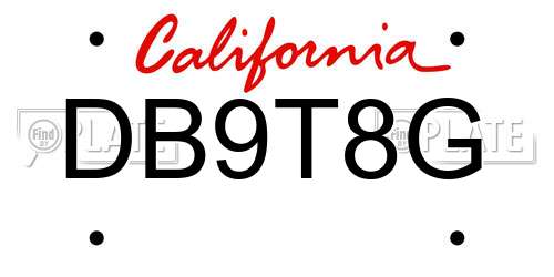 DB9T8G California License Plate