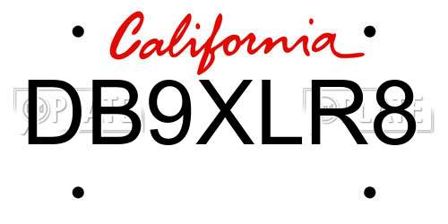 DB9XLR8 California License Plate