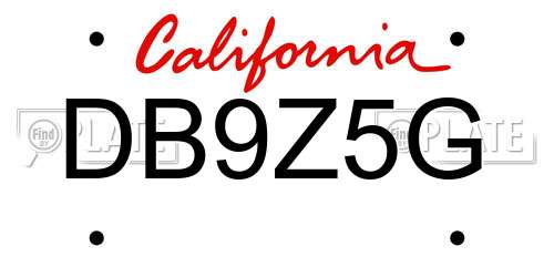 DB9Z5G California License Plate