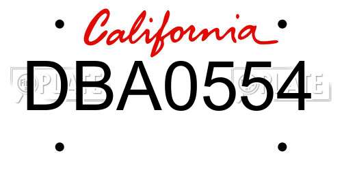 DBA0554 California License Plate