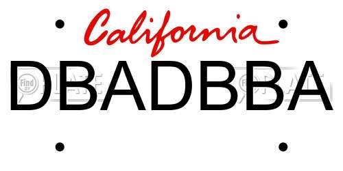 DBADBBA California License Plate