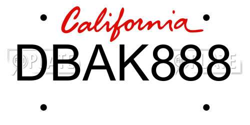 DBAK888 California License Plate