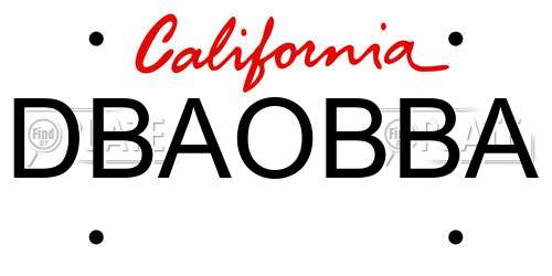 DBAOBBA California License Plate