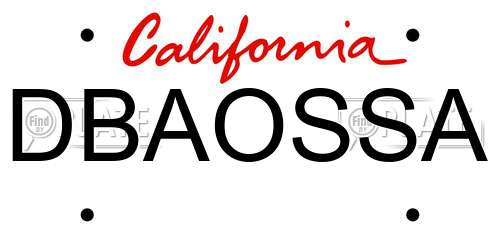 DBAOSSA California License Plate
