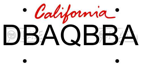 DBAQBBA California License Plate