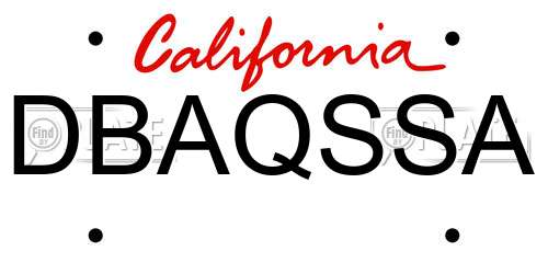 DBAQSSA California License Plate