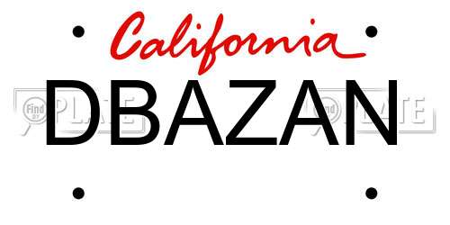 DBAZAN California License Plate