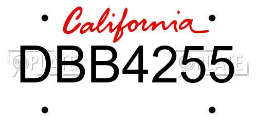 DBB4255 California License Plate