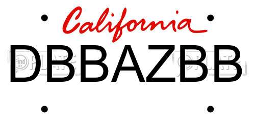 DBBAZBB California License Plate