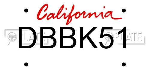 DBBK51 California License Plate