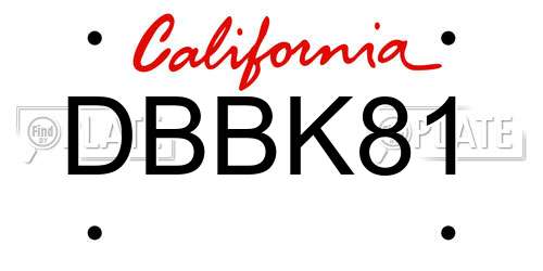 DBBK81 California License Plate